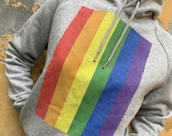 Moletom com capuz do orgulho orgânico, moletom unissex, moletom com capuz do orgulho gay, moletom com capuz da igualdade, moletom com capuz LGBT, moletom com capuz do arco-íris, moletom com capuz da bandeira do orgulho. Moletom lésbico