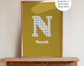 Letter Name Print, Personalised Nursery Wall Art, Alphabet Initial Poster, Kids Room Decor