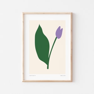 Single Purple Tulip Print, Boho Flower Wall Art, Flower Poster, Living Room Print, Bedroom Wall Décor, Modern Abstract Floral Prints