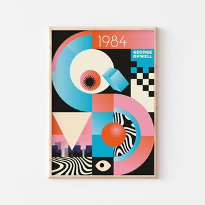 Impresión de 1984, impresión de George Orwell, arte mural de la Bauhaus, impresión minimalista, póster retro
