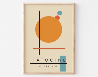 Tatooine Star Wars Print, Movie Print, Bauhaus Wall Art, Minimalist Print, Star Wars Print, Retro Poster