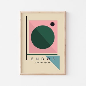 Endor Star Wars Print, Movie Print, Bauhaus Wall Art, Minimalist Print, Star Wars Print, Retro Poster image 1