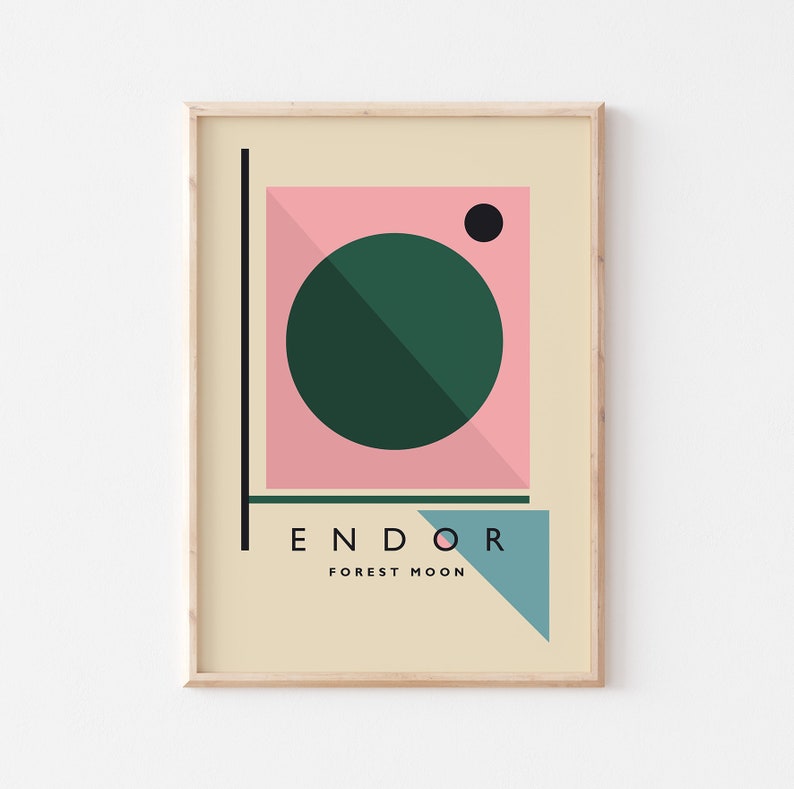 Endor Star Wars Print, Movie Print, Bauhaus Wall Art, Minimalist Print, Star Wars Print, Retro Poster image 1