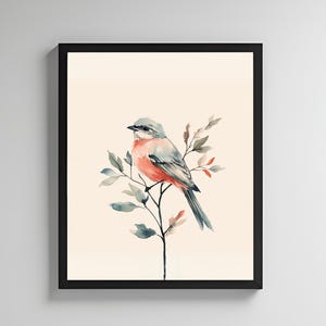 Bird Painting Print, Bird Print, Nature Wall Art, Minimalist Wall Decor, Living Room Decor, Printable Wall Art