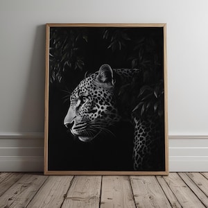 Leopard Print, Fashion Stylish Wall Art Print, Trendy Cool Leopard Print, Black And White Home Decor, Printable Wall Art