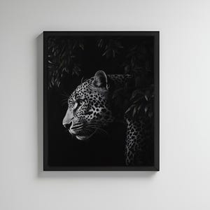 Leopard Art Print, Fashion Stylish Wall Art Print, Trendy Cool Leopard Print, Black And White Home Decor, Printable Wall Art