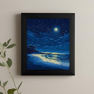 Strand Druck, Nachthimmel Strand Poster, Sternenhimmel Wandkunst, druckbare Wandkunst, Strand Küste Wanddekor, Sommer Badezimmer Dekor