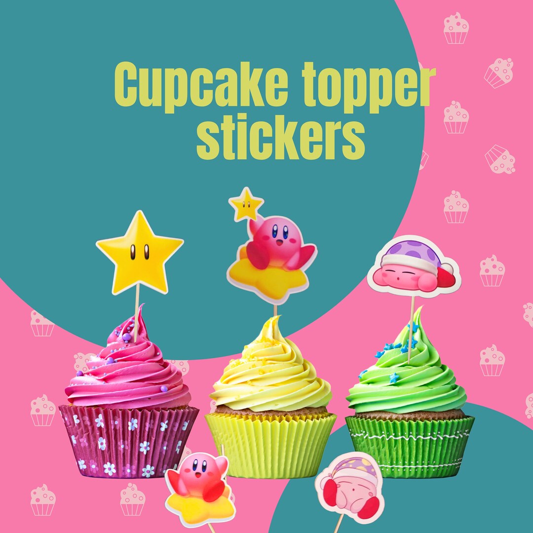 36 Cupcake Toppers Kirby Cake Topper Turn Cupcake Topper to Etsy