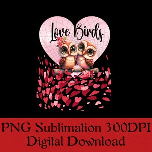 Ce motif en sublimation de hibou de la Saint-Valentin peut être ajouté à des chemises, des tasses, des autocollants pour gobelets ou un cadre. L'image est de 300 ppp