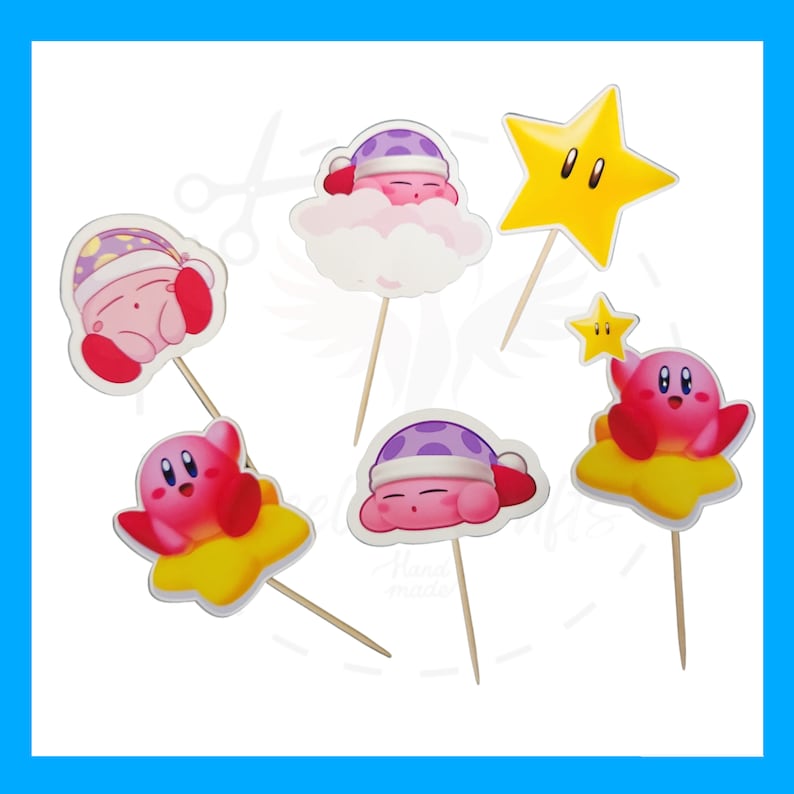 36 Cupcake Toppers Kirby Cake Topper Turn Cupcake Topper to Etsy