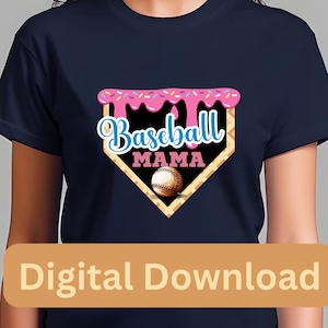 Baseball Ice Cream Drip PNG | Sublimation Design | Summer Sports Clipart Digital Download