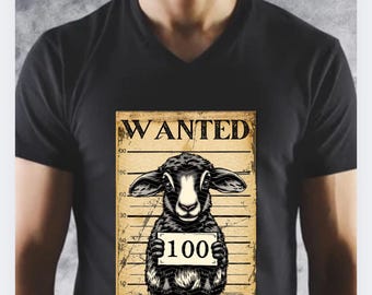 He left the 99 for the One| Wanted Sheep T-Shirt: Funny Christian Graphic Tee