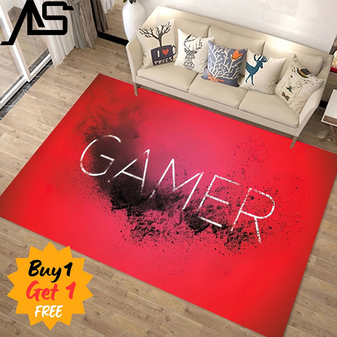 Gaming Room Carpet Red Gamer Room Rug Custom Gamer Rug Etsy