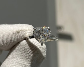 14K | 18K Gold Brilliant Heart cut solitaire moissanite heart promise ring classic proposal vintage engagement minimalist ring 2mm band