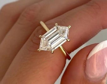 Antiker niederländischer Moissanit-Ring im Marquise-Schliff | Einzigartiger, seltener Moissanit-Ring | 14 Karat massives Gelbgold | Hochzeitsring | Geschenk für Frau