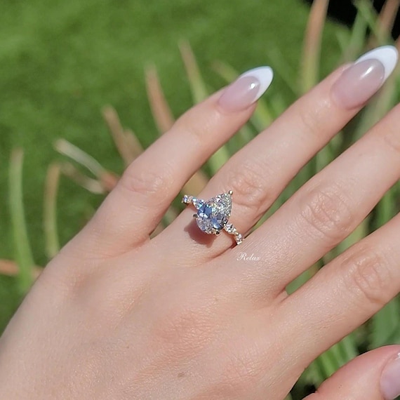 Engagement Ring Certified Pear Cut Moissanite Anniversary Ring