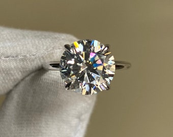 18K Solid Gold Solitaire Moissanite Engagement Ring 3 carat D VVS Brilliant Round Moissanite Diamond High Quality Jewelry Gold Silver