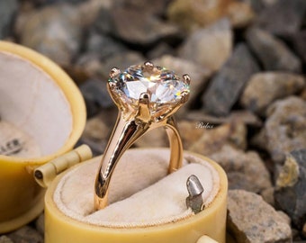 Yellow Gold Moissanite Engagement Rings Premium 14 Karat Gold