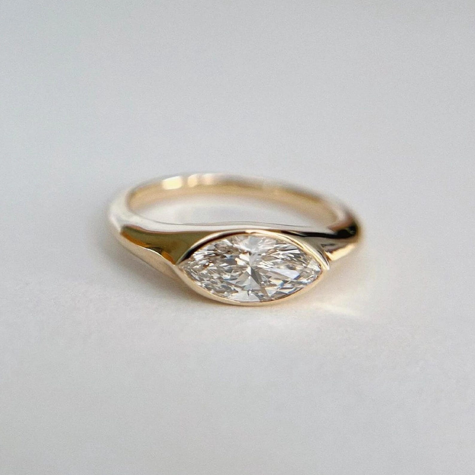 Moissanite Marquise Cut Gold Ring: Evil Eye Signet, Lab Diamond ...
