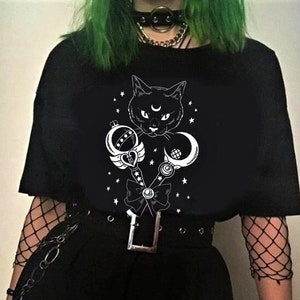 Sailor Moon Cat Shirt-goth shirt,goth clothing,goth clothes,gothic shirt,gothic clothing,gothic clothes,emo,satanic shirt,aesthetic shirt