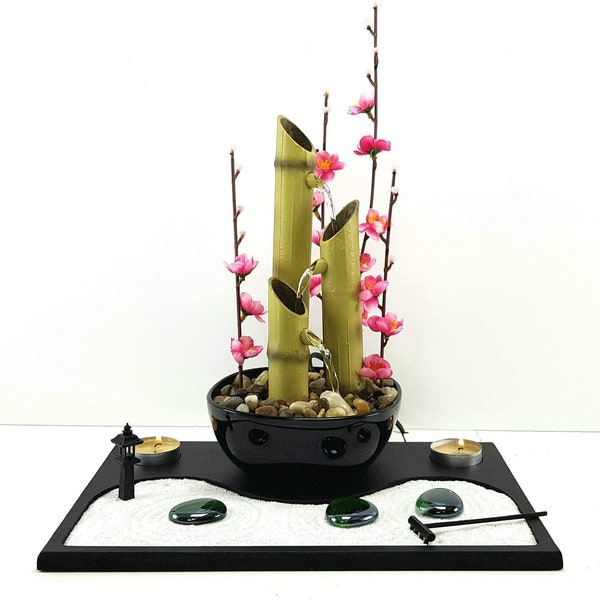 Zen garden with black indoor fountain, Basic Garden line 30 x 20 x 18 cm. Customizable. Check out the options.