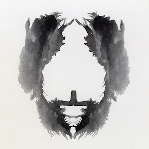 Litografía vintage - Tarjeta de prueba de Behn-Rorschach VII de Hans Zulliger, impresión original de manchas de tinta sobre cartón | Grabado psicológico suizo, 1941