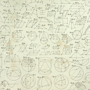 Litografia con diagramma geometrico di Johann Georg Heck del 1851 | Figure matematiche e geometria | Incisione educativa antica | Brockhaus Lipsia