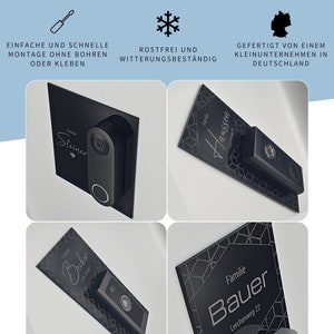 Klingelschild passend für eufy Video Doorbell E340 Personalisiertes Namensschild aus Acrylglas versch. Muster Bild 2