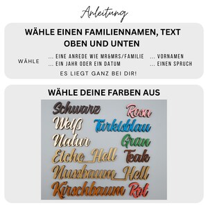 Namensschild Monogramm personalisiert aus Holz Familienname und Wunschtext Bild 5