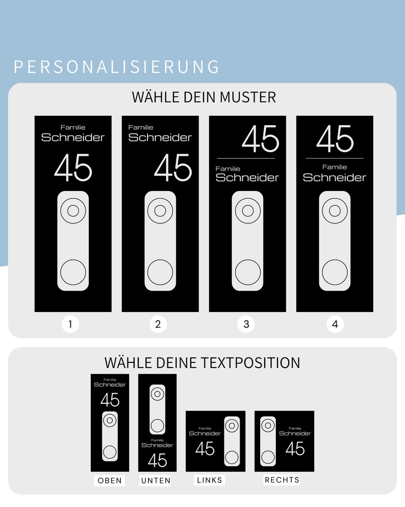 Klingelschild passend für Reolink Video Doorbell Personalisiertes Namensschild aus Acrylglas Hausnummer Gravur Bild 3