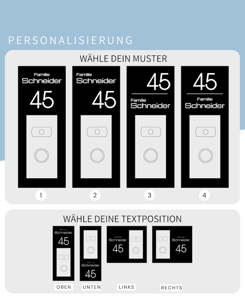 Klingelschild passend für Ring Doorbell 2 3 und 4 Personalisiertes Namensschild aus Acrylglas gravierte Hausnummer Bild 3