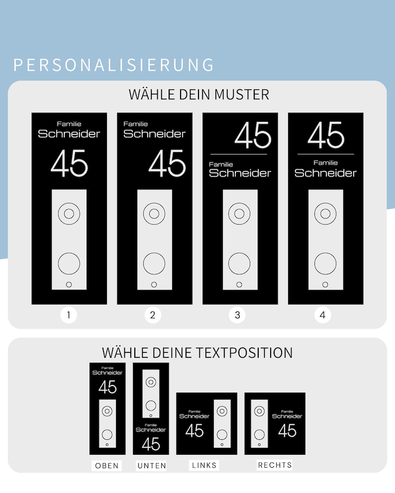 Klingelschild passend für eufy Video Doorbell E340 Personalisiertes Namensschild aus Acrylglas Hausnummer Gravur Bild 3