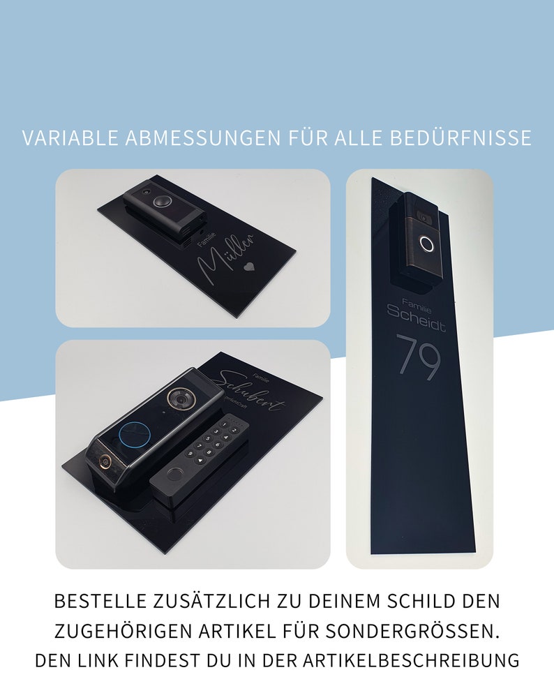 Klingelschild passend für Reolink Video Doorbell Personalisiertes Namensschild aus Acrylglas versch. Muster Bild 7