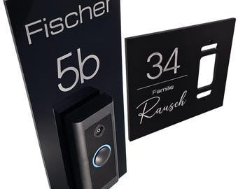 Klingelschild für Ring Doorbell Wired/Kabel | Personalisiertes Namensschild aus Acrylglas | Hausnummer