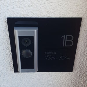 Klingelschild passend für Ring Doorbell Pro Kabel / Pro 2 Personalisiertes Namensschild aus Acrylglas Hausnummer Gravur Bild 2