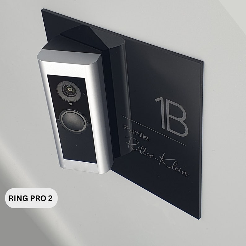 Klingelschild passend für Ring Doorbell Pro Kabel / Pro 2 Personalisiertes Namensschild aus Acrylglas Hausnummer Gravur Bild 1