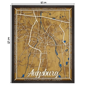 Augsburg Karte aus Holz mit 3D Effekt Personalisierbar mit Herz und Wunschtext Bild 6