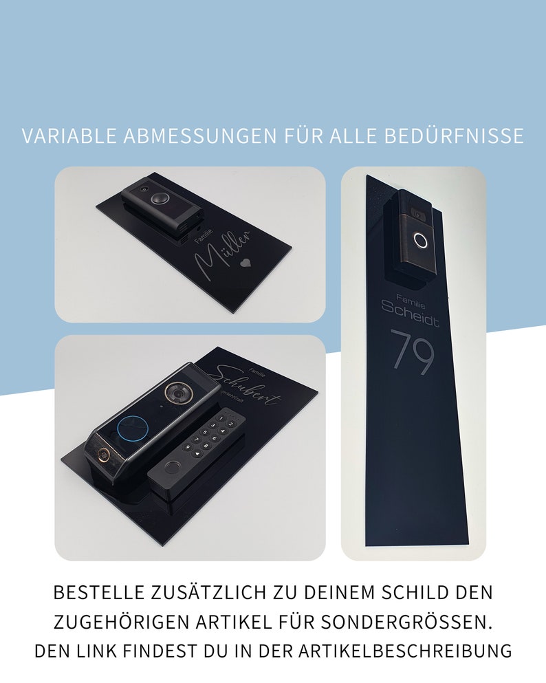 Klingelschild passend für eufy Video Doorbell E340 Personalisiertes Namensschild aus Acrylglas Hausnummer Gravur Bild 7
