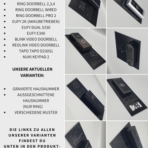 Klingelschild passend für Reolink Video Doorbell Personalisiertes Namensschild aus Acrylglas versch. Muster Bild 10