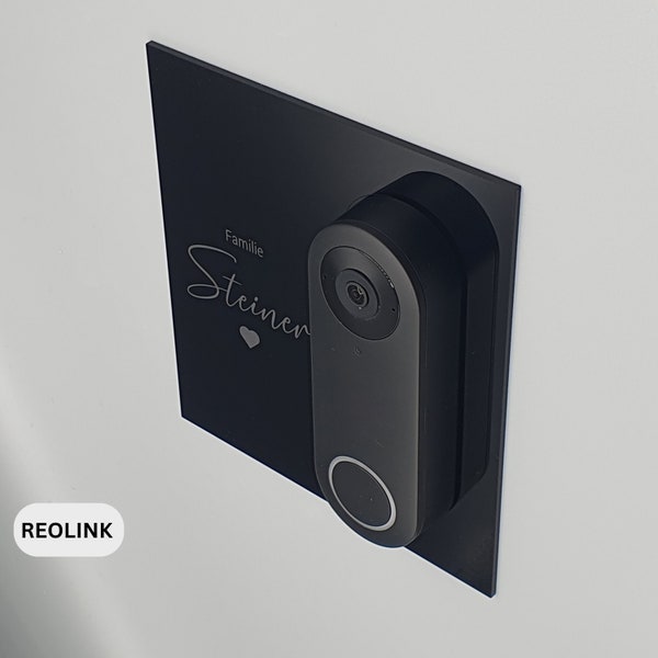 Klingelschild passend für Reolink Video Doorbell | Personalisiertes Namensschild aus Acrylglas | versch. Muster