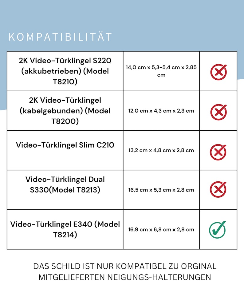 Klingelschild passend für eufy Video Doorbell E340 Personalisiertes Namensschild aus Acrylglas Hausnummer Gravur image 8