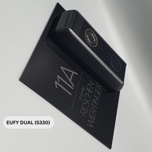 Klingelschild passend für eufy Video Doorbell Dual Personalisiertes Namensschild aus Acrylglas Hausnummer Gravur Bild 1