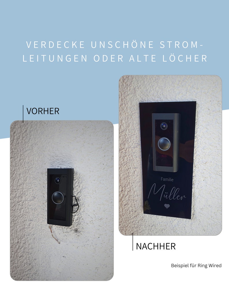 Klingelschild passend für Reolink Video Doorbell Personalisiertes Namensschild aus Acrylglas Hausnummer Gravur Bild 6