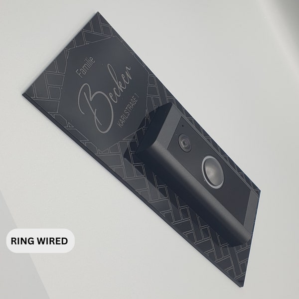 Klingelschild passend für Ring Doorbell Wired | Personalisiertes Namensschild aus Acrylglas | verschiedene Muster