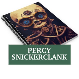 Percy Snickerclank Spiral Notebook - Ruled Line - Steampunk Clown Robot Skull, Geek Gift, Nerdy Notebook