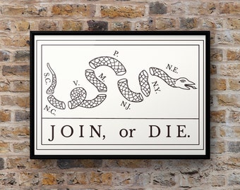 Join, or Die Flag SVG Digital Download | Join, or Die Political Cartoon Cut File | CNC, Laser, Cricut File | Printable File | Ben Franklin