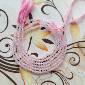 Natural Rose Quartz Beads Strand For Jewelry, Rose quartz Faceted Rondelle Beads, Grade AAA Genuine Faceted Round Loose Beads, Micro Beads