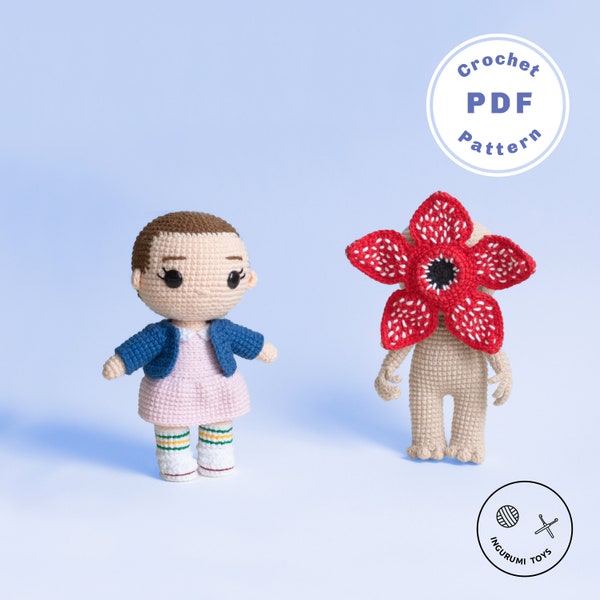 Eleven and Demogorgon amigurumi crochet doll pattern PDF