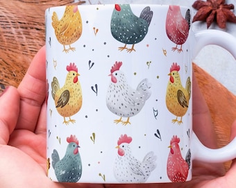 Taza de pollo personalizada: taza de café estilo granja, regalo para amantes de los pollos
