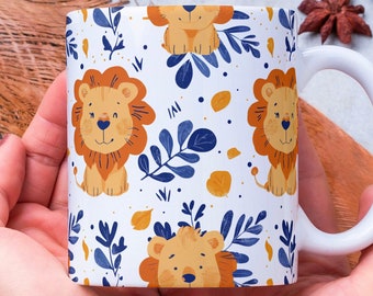 Personalized Lion Coffee Mug, Animal Gift